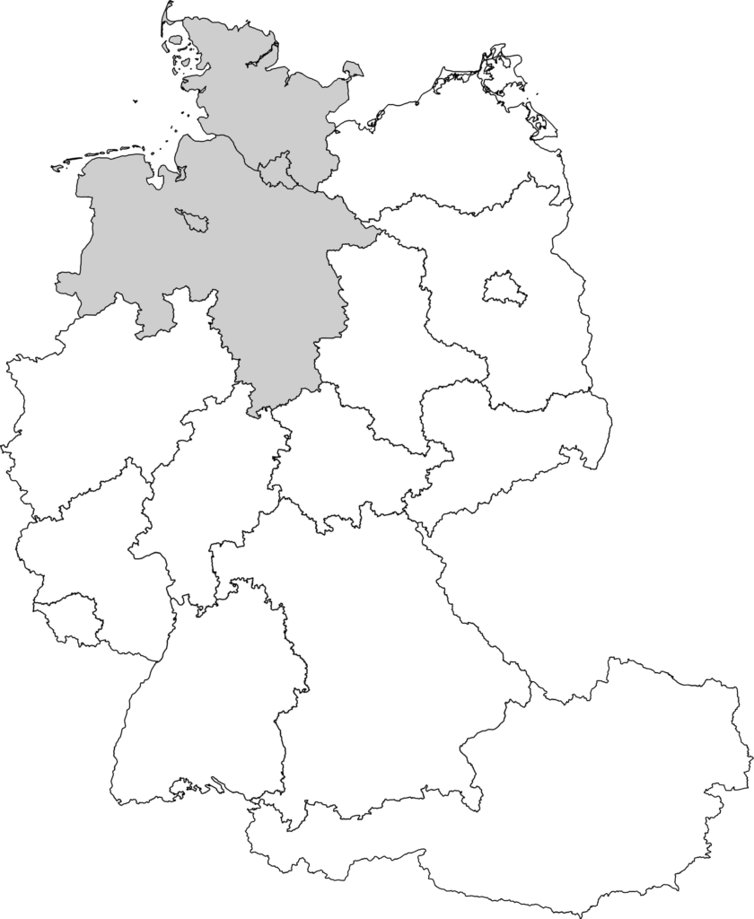 Karte Schleswig-Holstein, Bremen, Hamburg, Niedersachsen