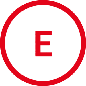 Piktogramm mit Bezeichnung E (Energieaufnahme - Energy Absorption)